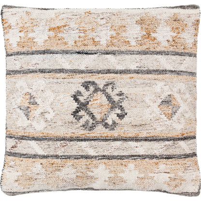 Alyssa Pillow - 479847 by Surya in medium gray, ivory, brown, tan, gray, off-white. Made from front: 100% polyester, back: 100% cotton in a modern style.