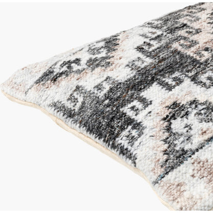 Alyssa Pillow - 479853 by Surya in black, white, light slate, medium brown. Made from front: 100% polyester, back: 100% cotton in a modern style.
