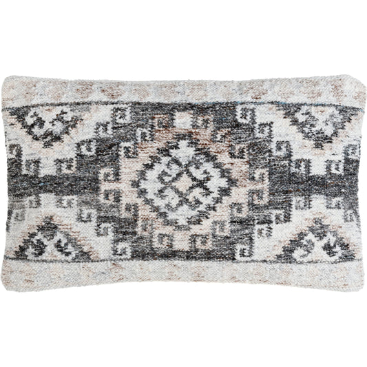 Alyssa Pillow - 479853 by Surya in light grey, pale slate, ink, metallic - silver, slate blue. Made from front: 100% polyester, back: 100% cotton in a modern style.