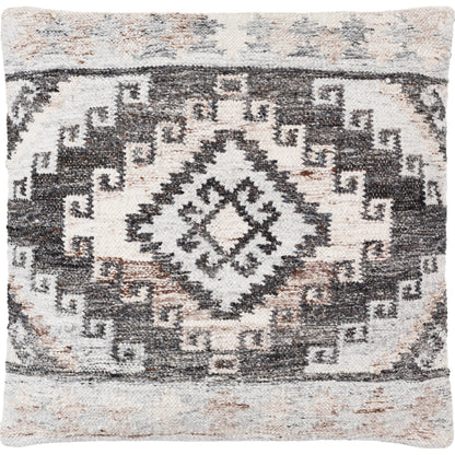 Alyssa Pillow - 479853 by Surya in light grey, pale slate, ink, metallic - silver, slate blue. Made from front: 100% polyester, back: 100% cotton in a modern style.