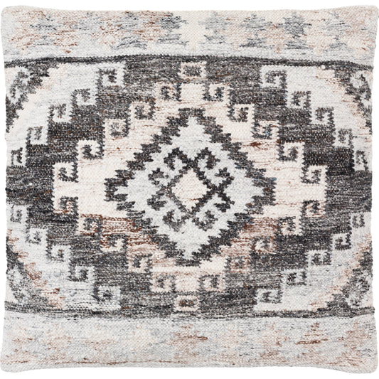Alyssa Pillow - 479853 by Surya in light grey, pale slate, ink, metallic - silver, slate blue. Made from front: 100% polyester, back: 100% cotton in a modern style.