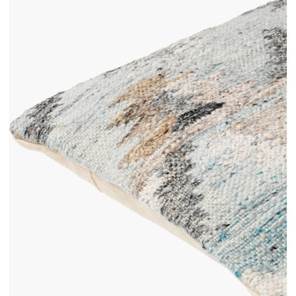 Alyssa Pillow - 479859 by Surya in gray, slate, dark brown, ivory, blue. Made from front: 100% polyester, back: 100% cotton in a modern style.