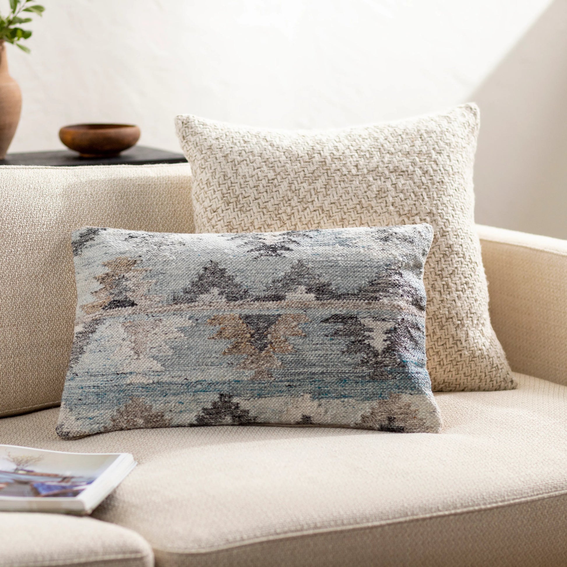 Alyssa Pillow - 479859 by Surya in silver, light silver, metallic - silver, pewter, sage. Made from front: 100% polyester, back: 100% cotton in a modern style.