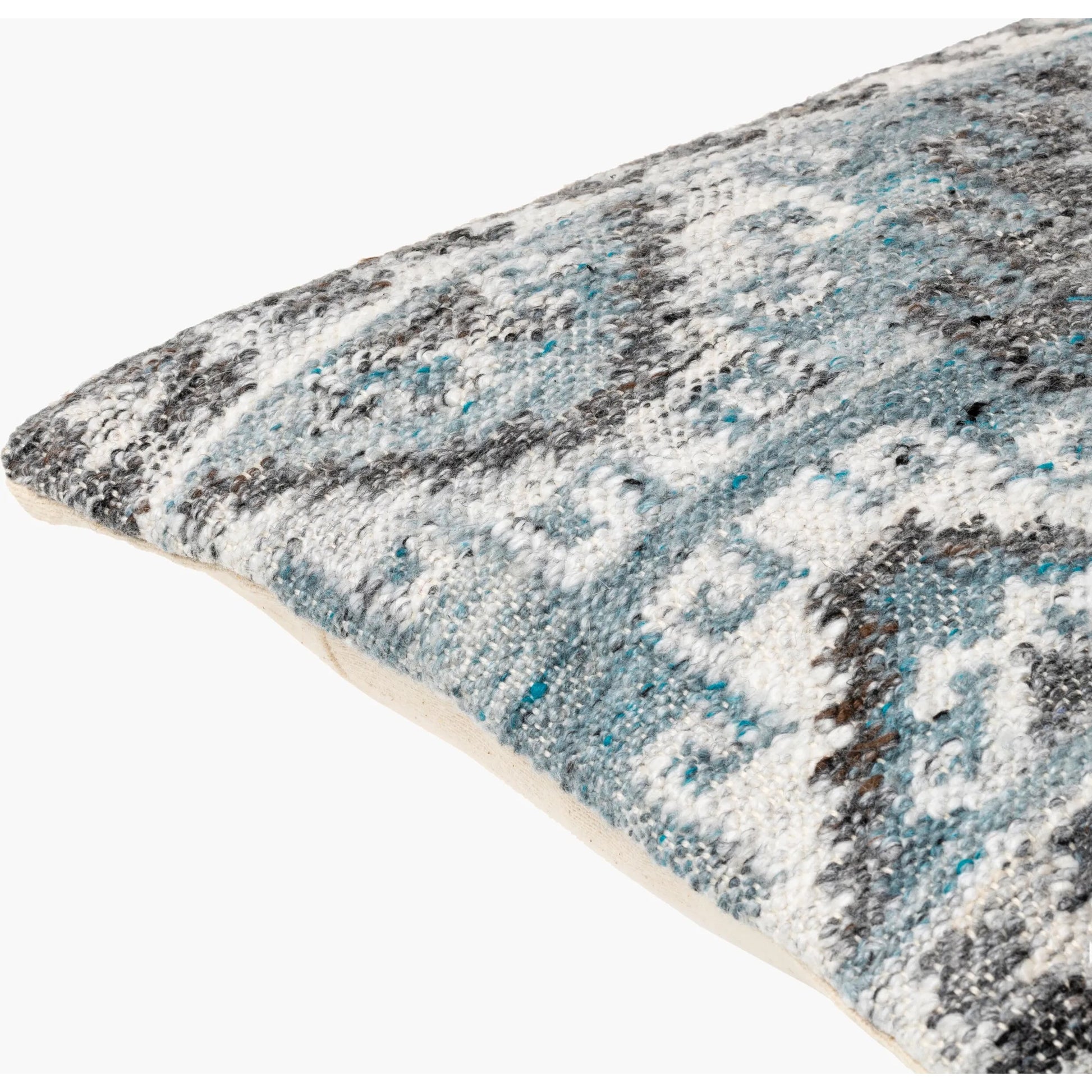 Alyssa Pillow - 479865 by Surya in gray, slate, dark brown, ivory, blue. Made from front: 100% polyester, back: 100% cotton in a modern style.