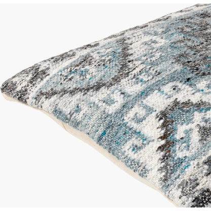 Alyssa Pillow - 479865 by Surya in gray, slate, dark brown, ivory, blue. Made from front: 100% polyester, back: 100% cotton in a modern style.