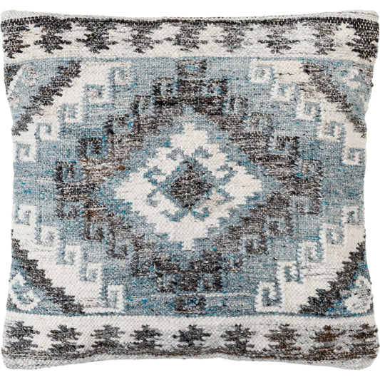 Alyssa Pillow - 479865 by Surya in pewter, grey, sterling grey, slate, light silver. Made from front: 100% polyester, back: 100% cotton in a modern style.