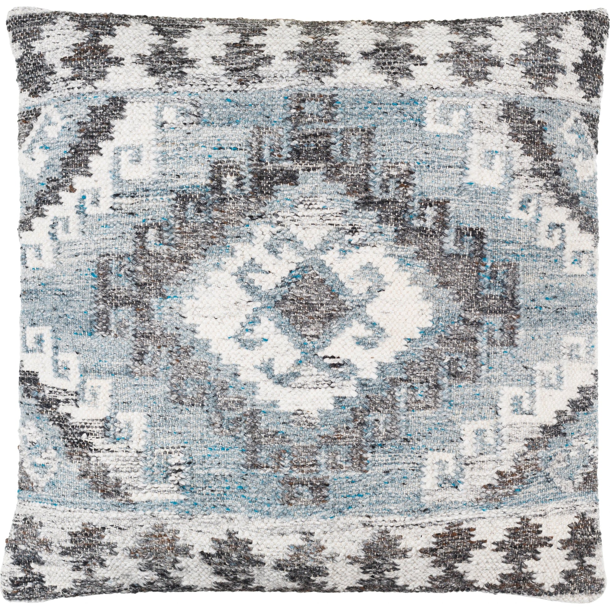 Alyssa Pillow - 479865 by Surya in pewter, grey, sterling grey, slate, light silver. Made from front: 100% polyester, back: 100% cotton in a modern style.