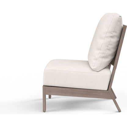 Laguna Outdoor Armless Club in Canvas Flax by Sunset West in browns. Made from aluminum in a modern style.