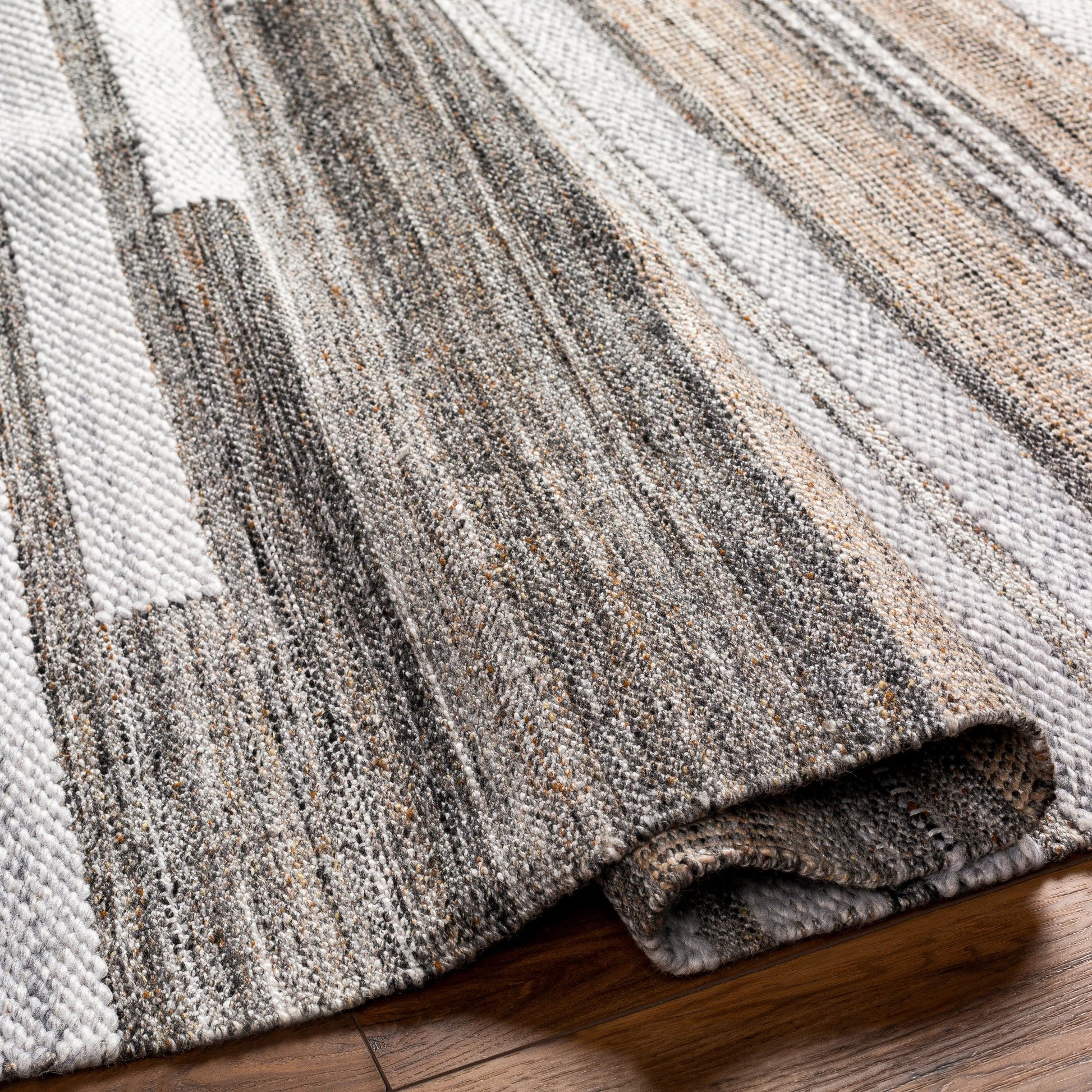 Azalea Rug - 32195 by Surya in black, tan, taupe, white, brown. Made from 100% recycled pet yarn in a unique style.