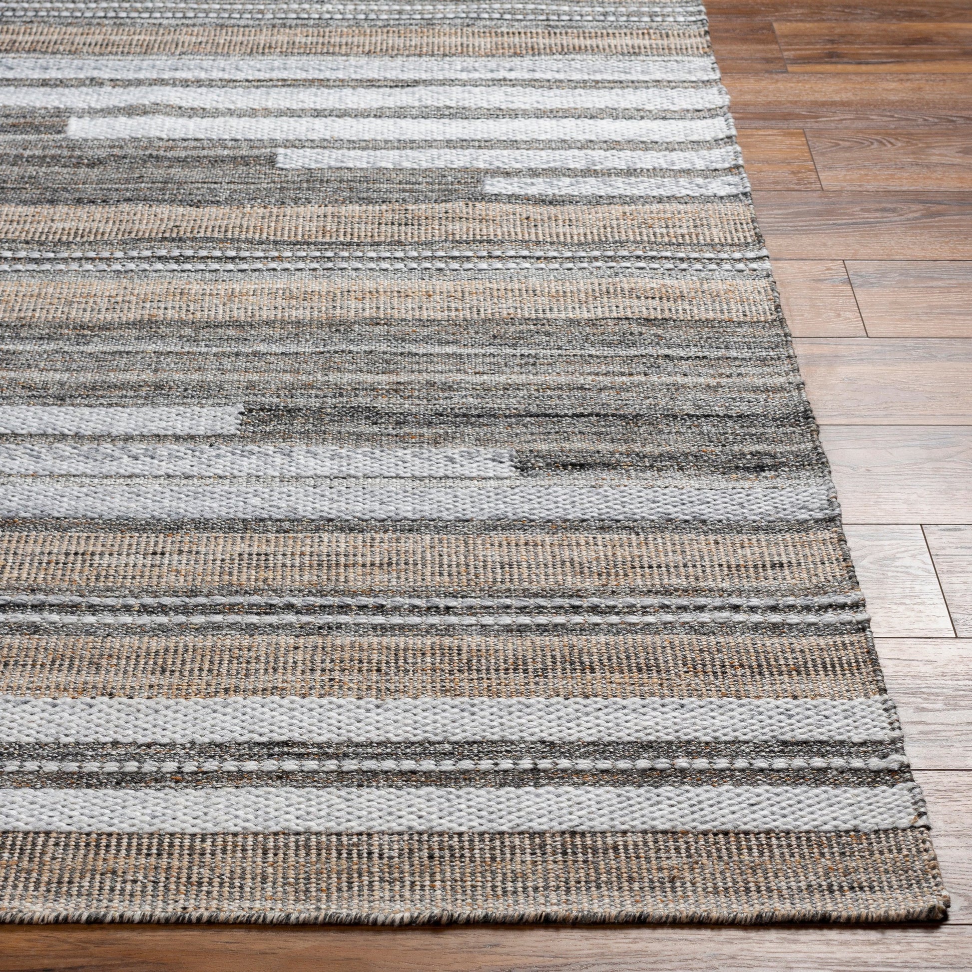 Azalea Rug - 32195 by Surya in black, tan, taupe, white, brown. Made from 100% recycled pet yarn in a unique style.