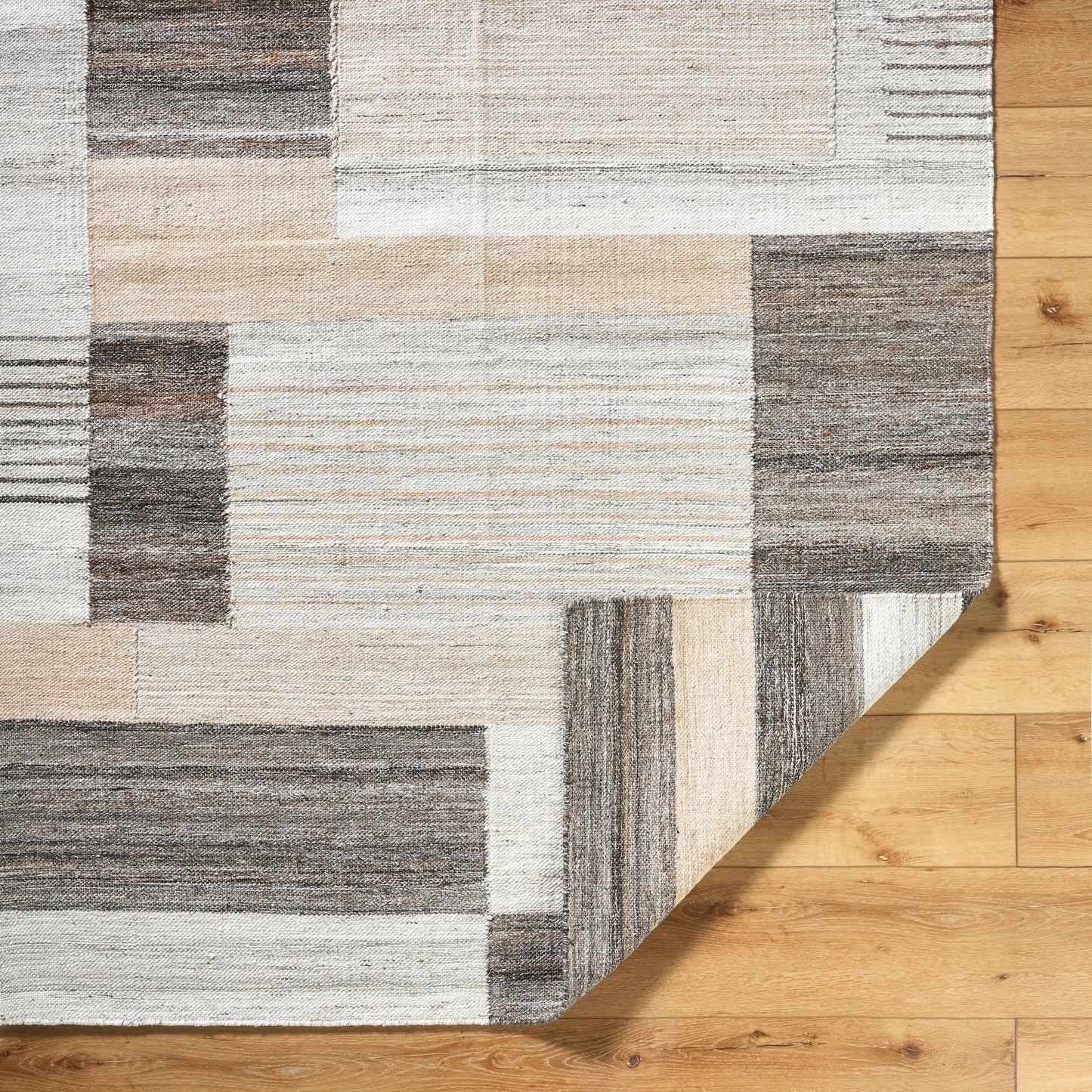 004 SI-2164761,SI-2164762,SI-2164763,SI-2164764,SI-2164765 | Closeup | Azalea Rug - 531195 by Surya in ivory, sandstone, charcoal, taupe, slate gray. Made from recycled pet yarn in a unique style.