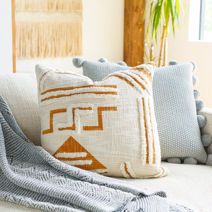 Azibo Pillow by Surya in medium green, cream. Made from front: 100% cotton, back: 100% cotton in a modern style.