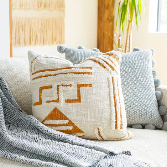 Azibo Pillow - 21005 by Surya in light beige, orange. Made from 100% cotton in a eclectic & global style.
