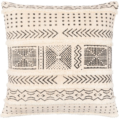 Azibo Pillow - 32147 by Surya in black, cream. Made from 100% cotton in a eclectic & global style.
