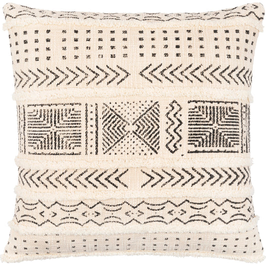 Azibo Pillow - 32147 by Surya in black, light beige. Made from 100% cotton in a eclectic & global style.