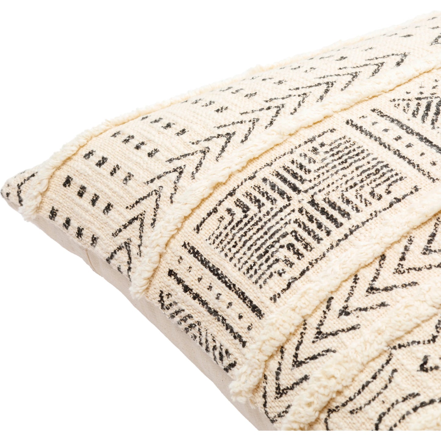 003 SI-1877413,SI-1877414,SI-1877415,SI-1877416,SI-1877417,SI-1877418 | Closeup | Azibo Pillow - 32147 by Surya in black, cream. Made from 100% cotton in a eclectic & global style.