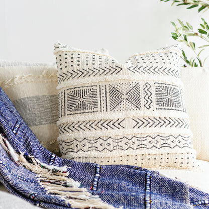 Azibo Pillow - 32147 by Surya in black, cream. Made from 100% cotton in a eclectic & global style.