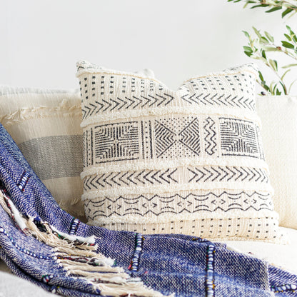 Azibo Pillow - 32147 by Surya in black, cream. Made from 100% cotton in a eclectic & global style.