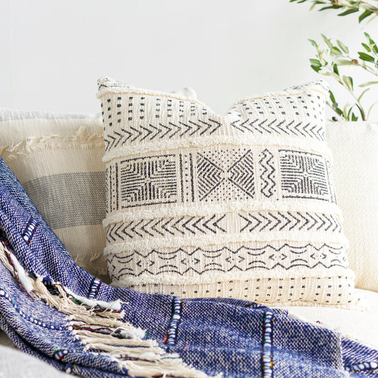 Azibo Pillow - 32147 by Surya in black, light beige. Made from 100% cotton in a eclectic & global style.