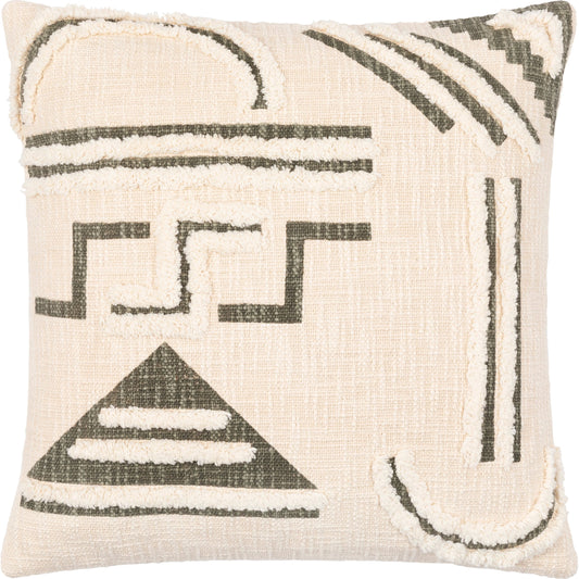 Azibo Pillow - 30981 by Surya in light beige, medium green. Made from 100% cotton in a eclectic & global style.