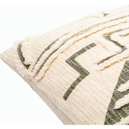 Azibo Pillow - 30981 by Surya in medium green, cream. Made from 100% cotton in a eclectic & global style.