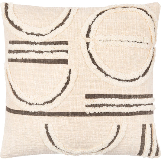 Azibo Pillow - 10416 by Surya in charcoal, light beige. Made from 100% cotton in a eclectic & global style.
