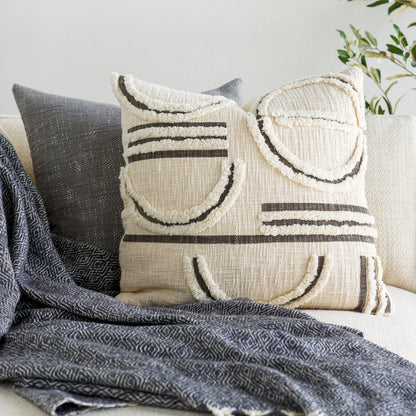 Azibo Pillow - 10416 by Surya in charcoal, cream. Made from 100% cotton in a eclectic & global style.