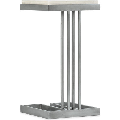 Melange Marin Drink Table by Hooker Furniture in silver. Made from tumbles white onyx with carbon steel metal in a transitional style.