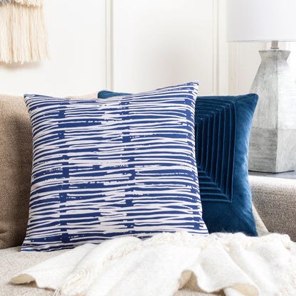 Azora Pillow - 30966 by Surya in ink blue, denim, pale blue, white. Made from 100% polyester in a eclectic & global style.