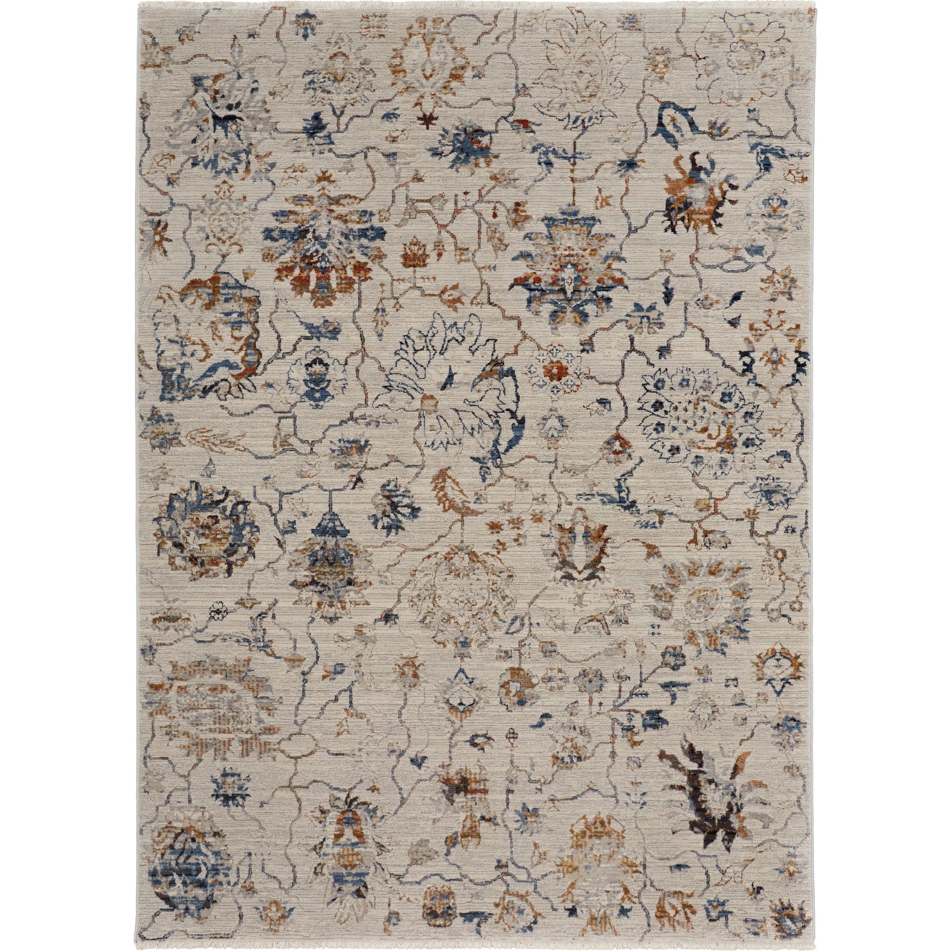 Kaia Transitional & Botanical Rug - 39GPF by Feizy in ivory, orange, blue. Made from unique in a unique style.