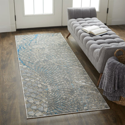 Azure Rug - 3403F by Feizy in blue, silver, gray. Made from polyester, polypropylene in a unique style.