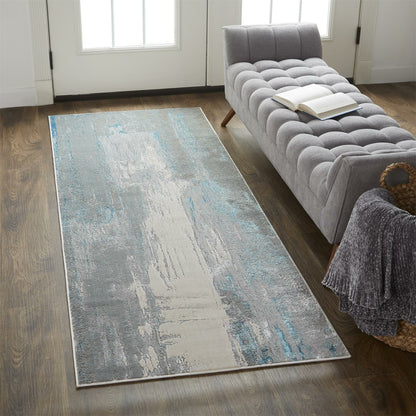 Azure Rug - 3406F by Feizy in gray, ivory, blue. Made from polyester, polypropylene in a unique style.