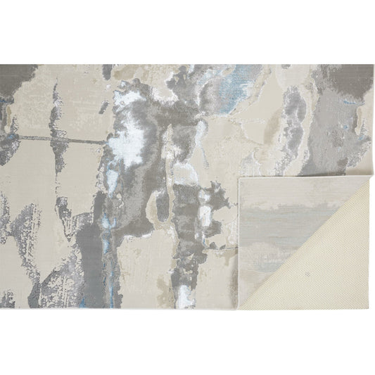 Azure Metallic Marble Rug - 3525F by Feizy in blue, gray. Made from polyester, polypropylene in a unique style.