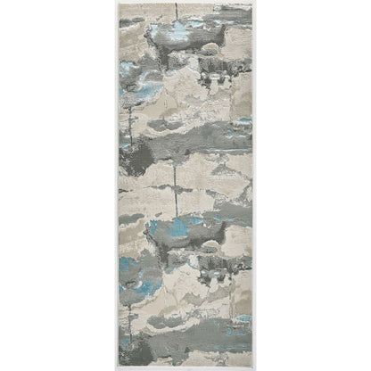 Azure Metallic Marble Rug - 3525F by Feizy in blue, gray. Made from polyester, polypropylene in a unique style.