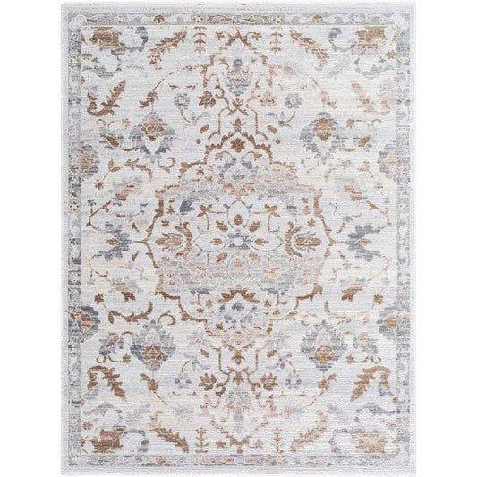 Azhar AZR-2301 Rug by Livabliss in ivory, taupe, slate gray, charcoal. Made from polyester in a unique style.