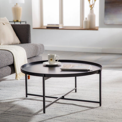 Aracruz - 29268 by Surya in black and powder coatedhand painted. Made from top: manufactured wood, base: metal in a modern style.