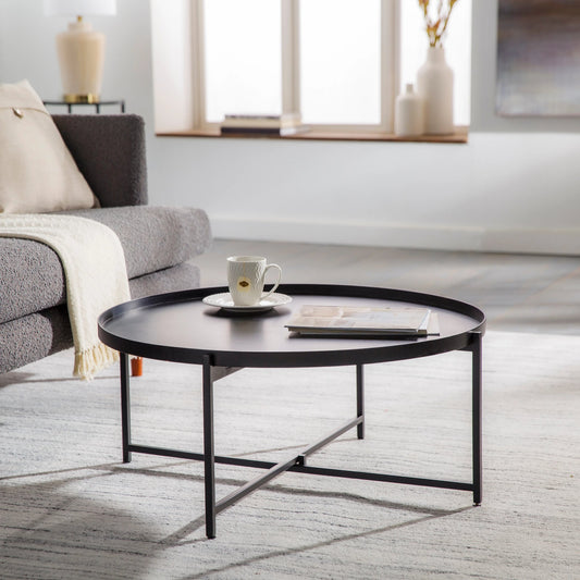 Aracruz - 29268 by Surya in black and powder coatedhand painted. Made from top: manufactured wood, base: metal in a modern style.