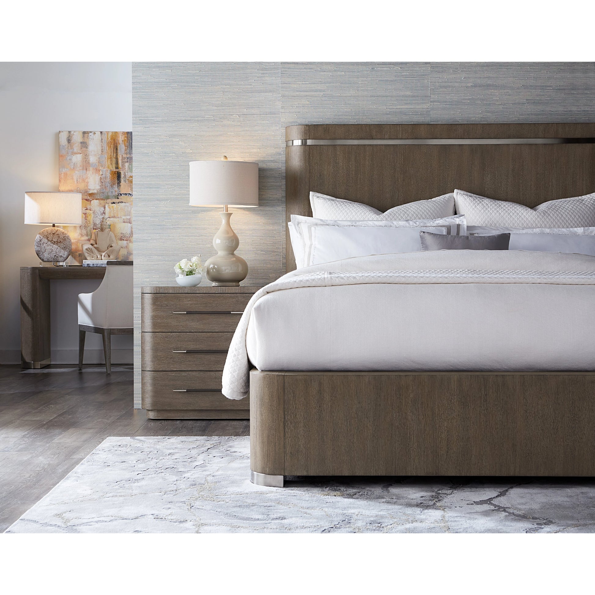 Modern Mood Three Drawer Nightstand by Hooker Furniture. Made from oak veneers in a modern style.