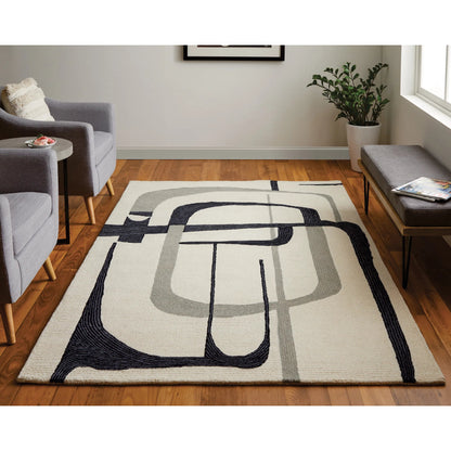 Maguire Transitional Rug - 8905F by Feizy in ivory, gray, black. Made from wool, nylon in a unique style.