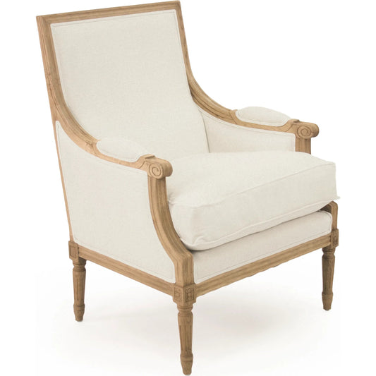 Louis Club Chair by Zentique in natural oak, off-white cotton. Made from oak, cotton in a unique style.