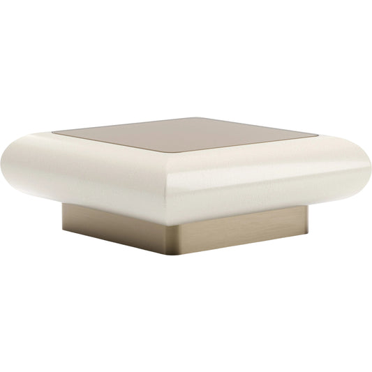 Seta Square Cocktail Table by Caracole in smoked, bronze, ivory, gold and ivory craze. Made from glass in a transitional style.