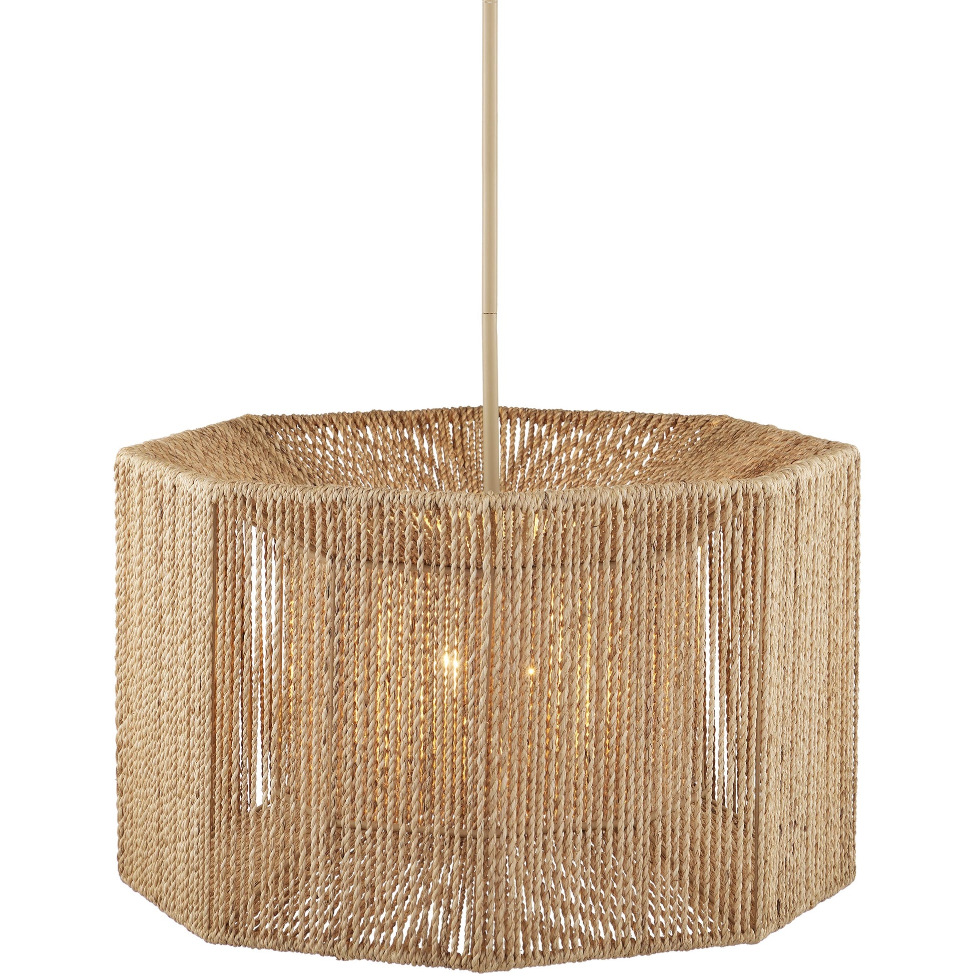 Mereworth Rope Chandelier by Currey and Company in beige, natural. Made from wrought iron, abaca rope in a coastal style.