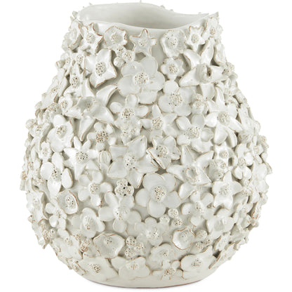 Jessamine Vase by Currey and Company in white. Made from ceramic in a modern style.