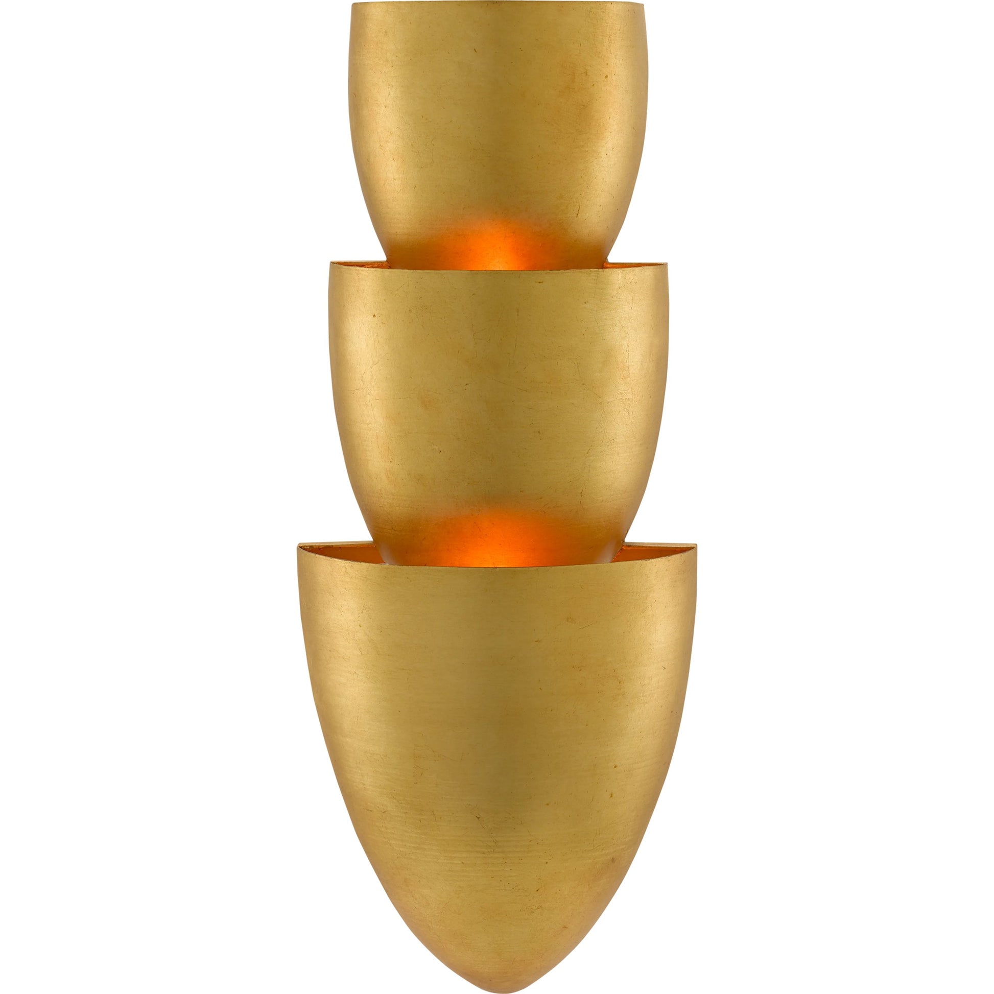 Canaletto Wall Sconce by Currey and Company in contemporary gold leaf, painted gold. Made from wrought iron in a transitional style.