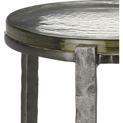 Acea Drinks Table by Currey and Company. Made from cast aluminum, cast glass in a modern style.