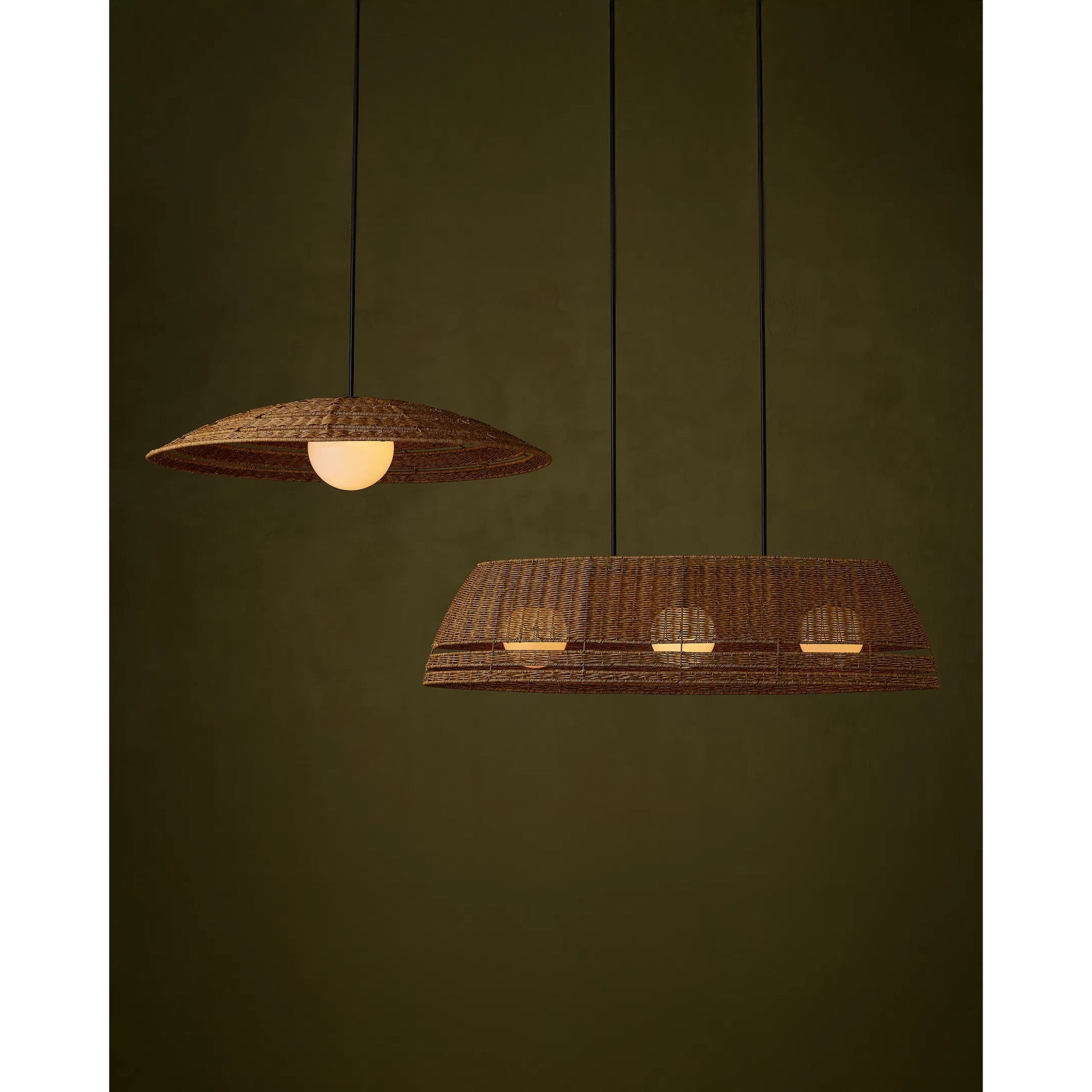 Barbary Oval Outdoor Chandelier by Currey and Company in natural, black, frosted white. Made from all-weather wicker, metal, glass in a rustic style.