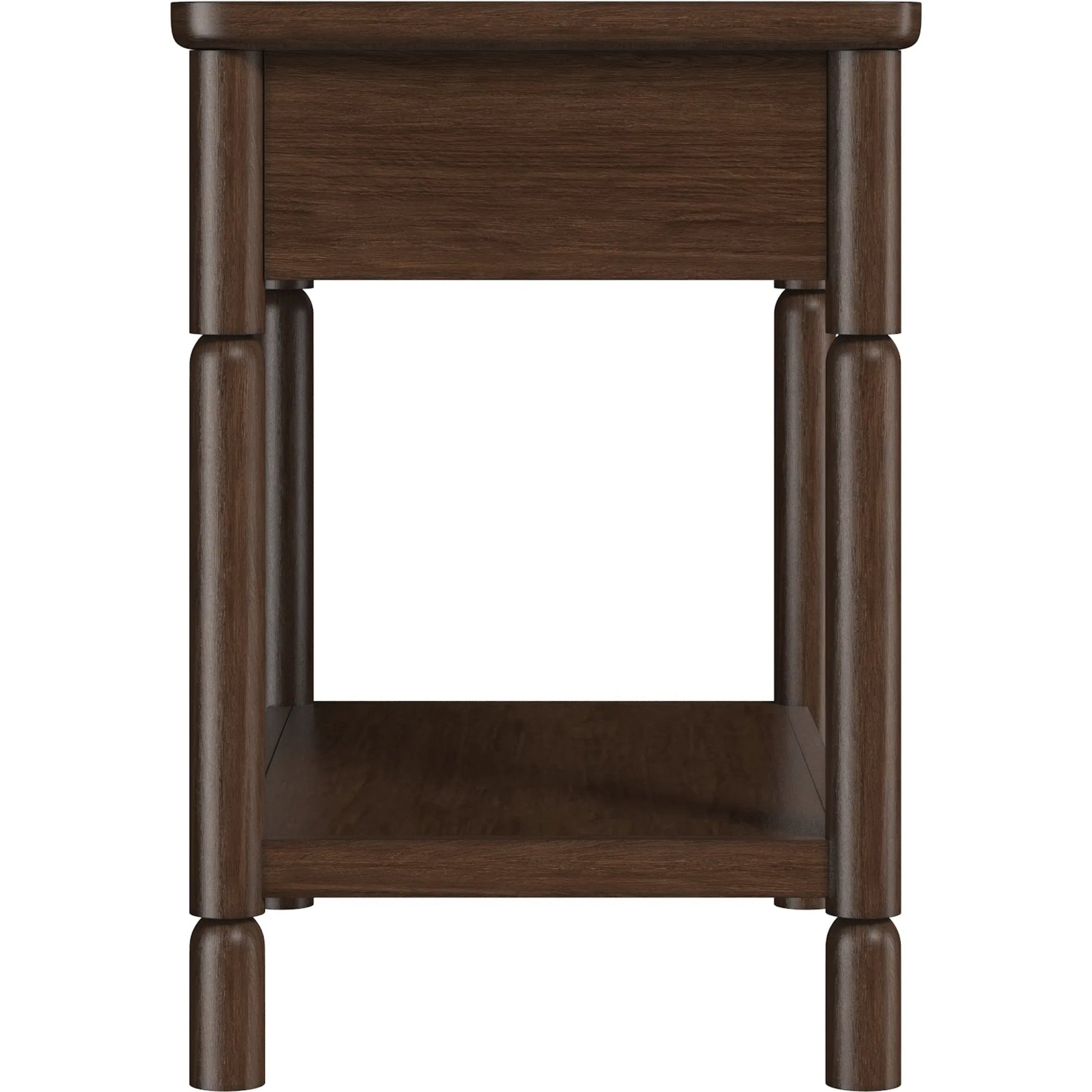 Verge Open Nightstand by A.R.T. Furniture in handcrated walnut. Made from poplar solids, flat cut walnut veneers in a traditional style.