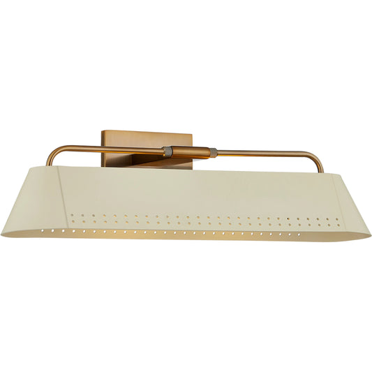 Rowan Picture Light by Troy in patina brass and soft sand. Made from steel in a unique style.