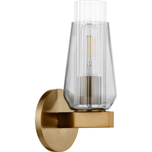 Rex Single Wall Sconce by Troy in patina brass. Made from steel in a unique style.