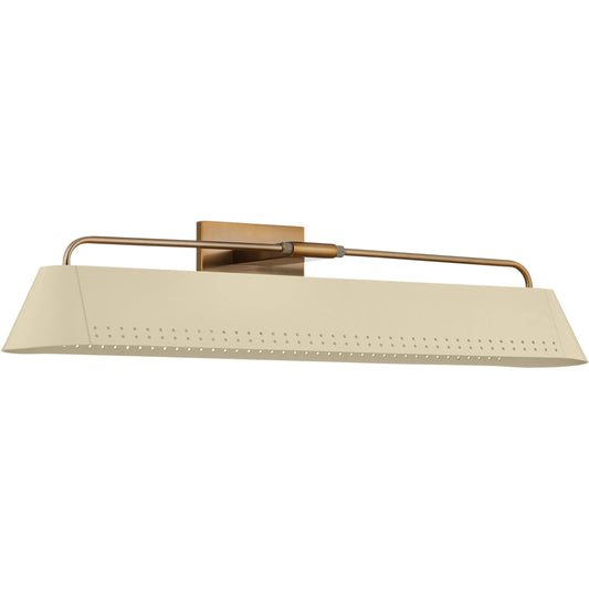 Rowan Picture Light by Troy in patina brass and soft sand. Made from steel in a unique style.